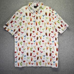 Sunday Swagger Polo Shirt Mens XL White Cocktail Drinks Golf Performance Stretch